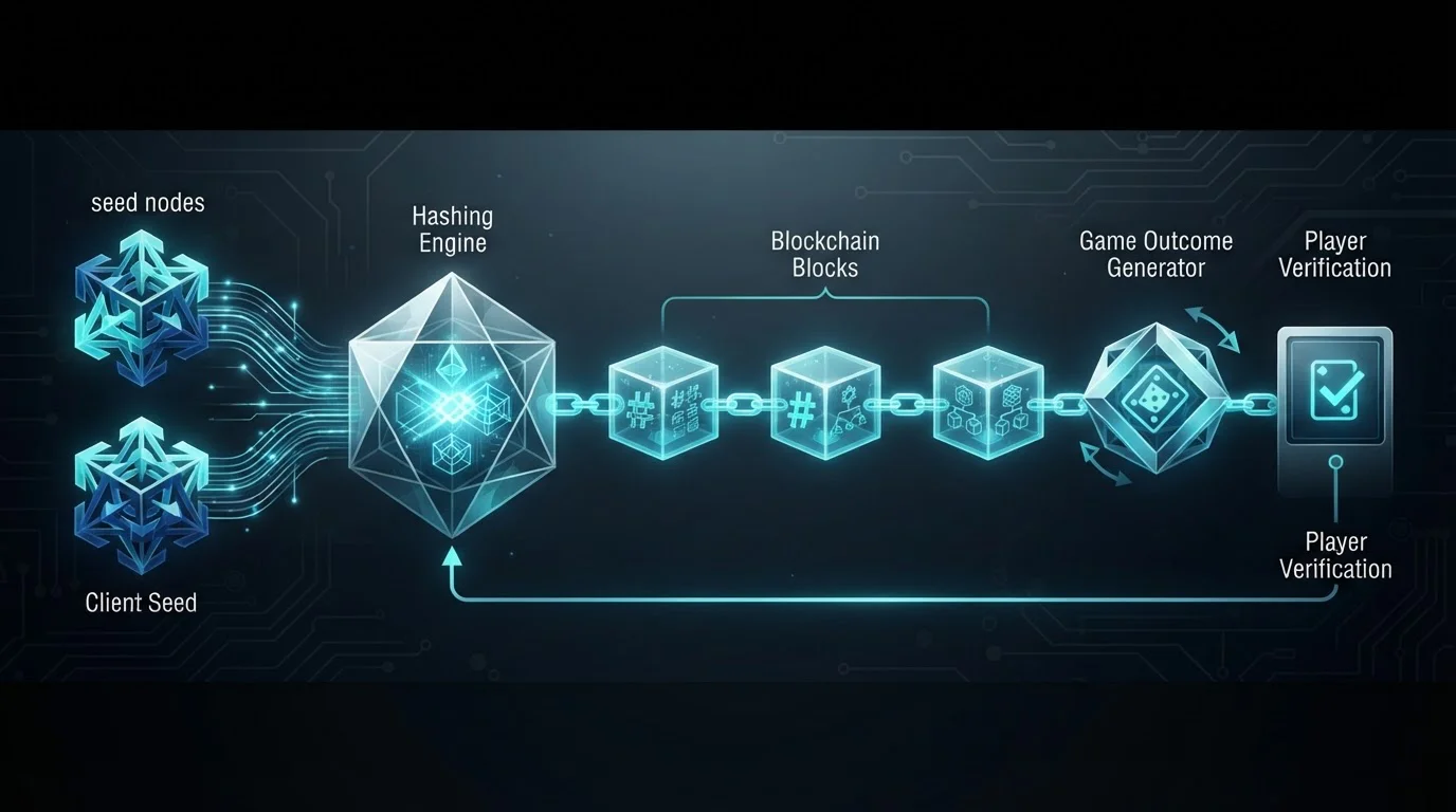 Abstract seed and hash verification path connected to blockchain blocks